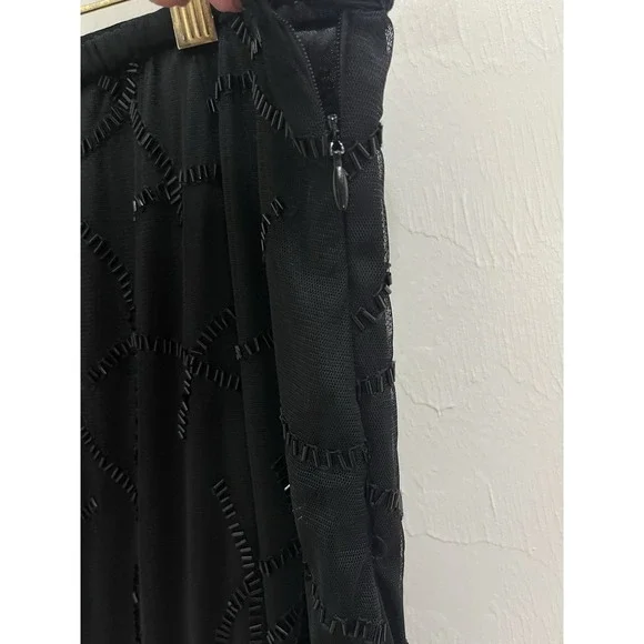 VINTAGE Laurence Kazar Skirt Womens Plus Size 1X Beaded Black Evening Party - Picture 3 of 7